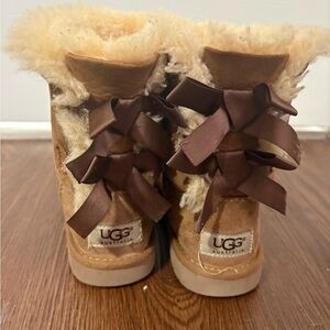UGG Kids Bailey Brown Boots with Bows - Size 12